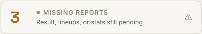 Matches missing a report