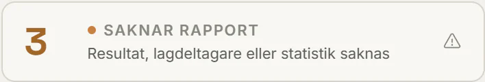 Matcher som saknar rapport