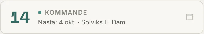 Kommande matcher med nästa motståndare